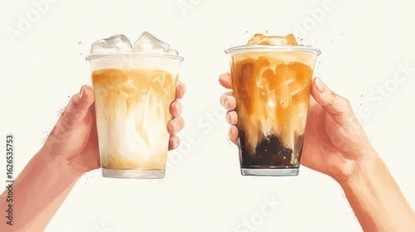 Obraz Two Iced Coffee Drinks Held Up