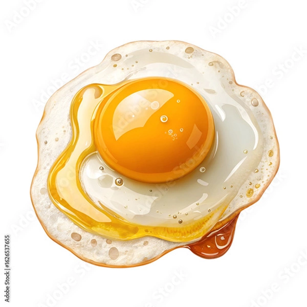 Obraz Cooked Egg with Yolk Isolated on Transparent Background