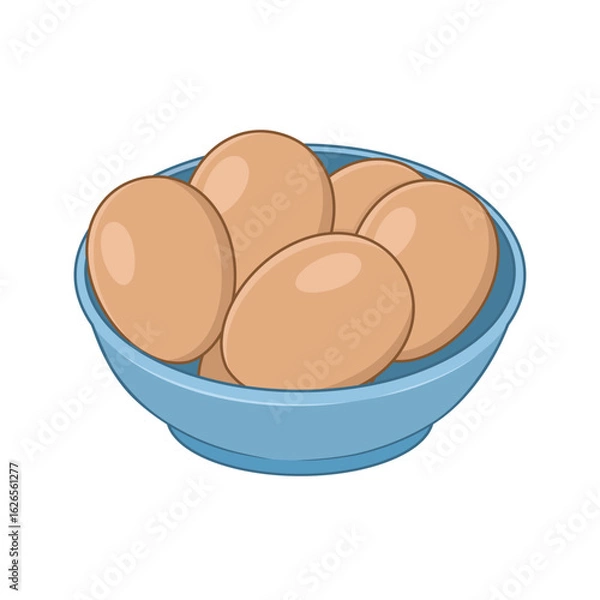 Obraz Eggs in blue bowl. Vector design