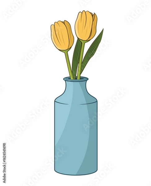 Obraz Tulip in a vase. Flower vector design