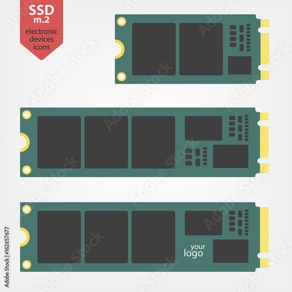 Fototapeta M.2 Solid State Drive (SSD). M and B key standart. Mock Up for logo of manufacturer