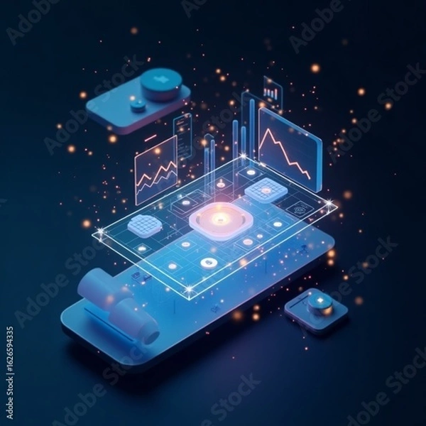 Obraz Digital Analytics Interface Floating Near Interaction Zone