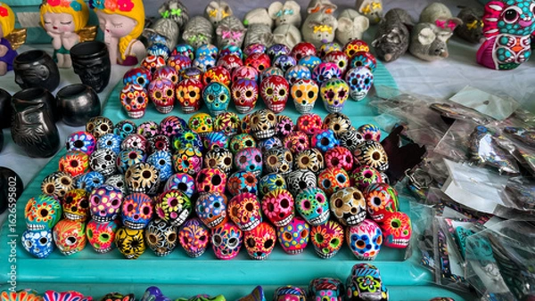 Fototapeta Colorful Handmade Ceramic Skulls