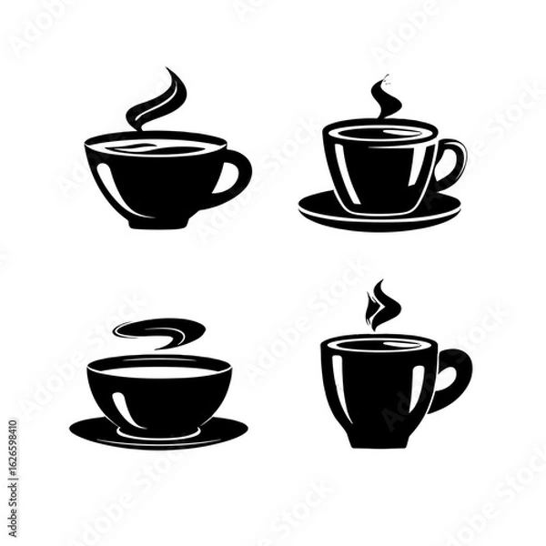Fototapeta A collection of elegant and steaming coffee cup illustrations.