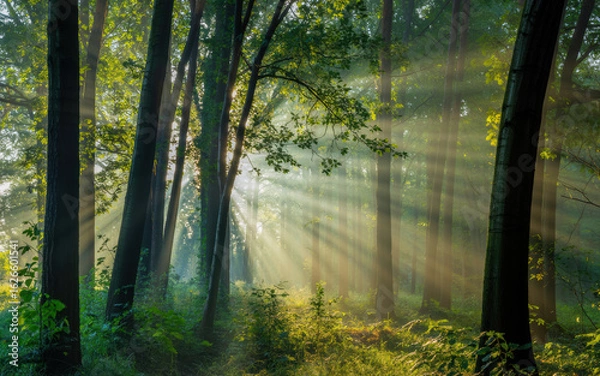 Obraz Coucher de soleil dans la foret