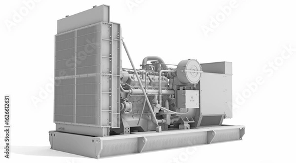 Obraz Gas Generator Engine in Clay Style Render on White Background 3D Rendering