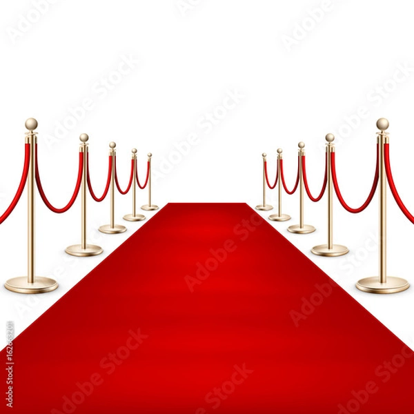 Fototapeta Realistic Red carpet between rope barriers. EPS 10