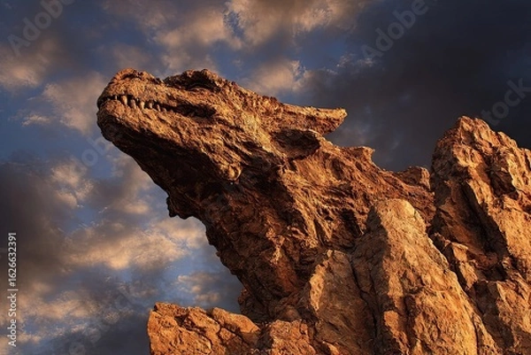 Obraz Dragon-like rock formation, dramatic sky