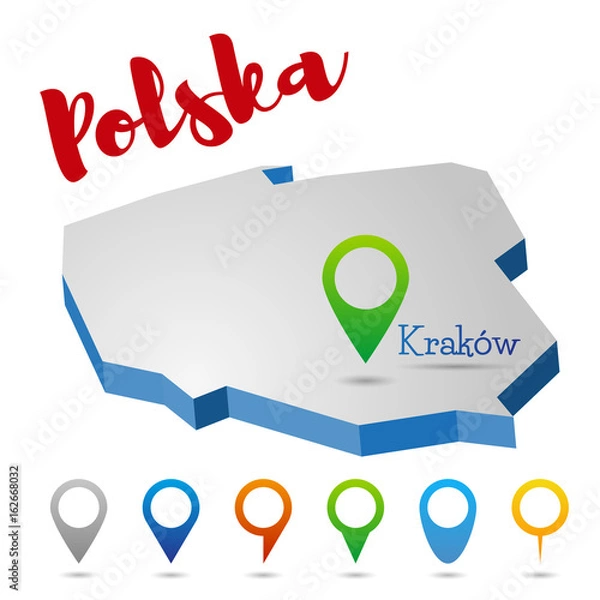 Obraz Poland outline map, Krakow, vector illustration
