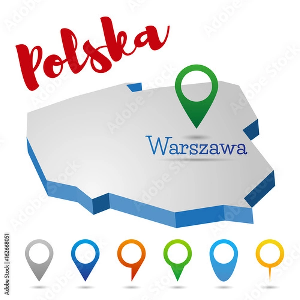 Obraz Poland outline map, Warszawa, Warsaw, vector illustration
