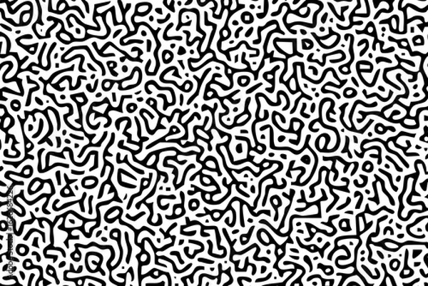 Fototapeta Abstract monochrome pattern, black wavy lines on transparent background, vector