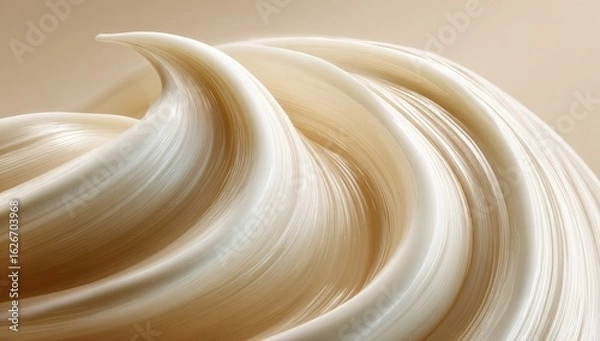 Fototapeta Creamy, flowing abstract form.  Soft, light beige swirls