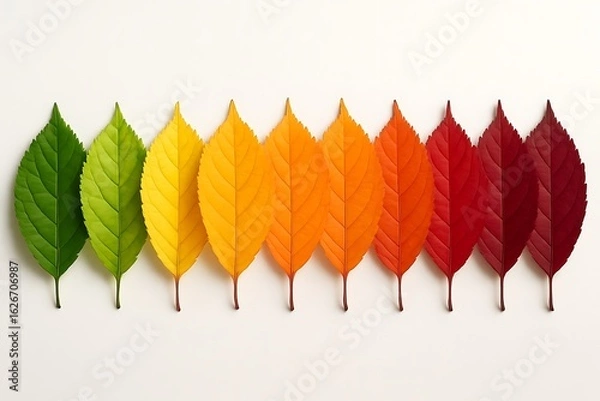 Fototapeta Autumn leaves display a spectrum of fall colors