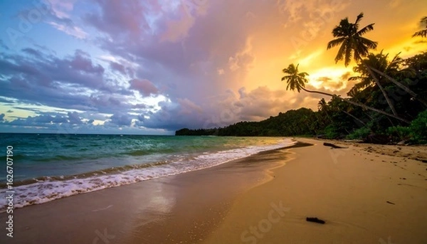 Fototapeta Tropical sunset beach scene (3)