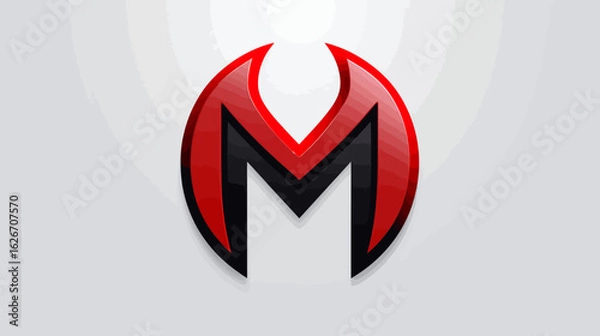 Obraz Stylized Red and Black Letter M Logo Design