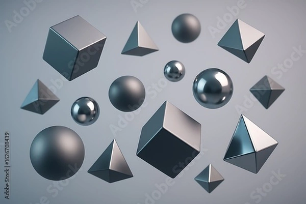 Fototapeta Abstract geometric shapes floating in space