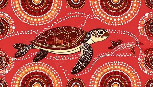 Obraz Turtle in Aboriginal-style pattern