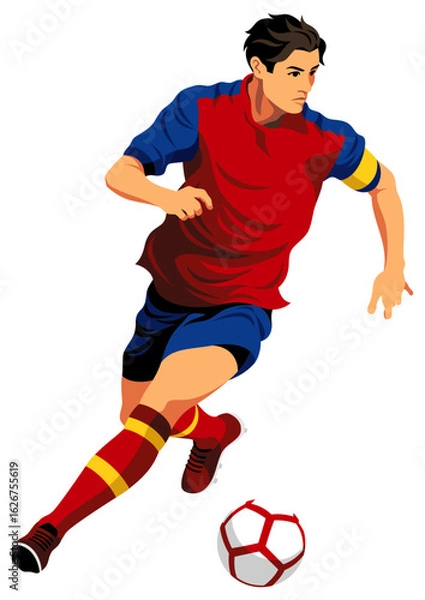 Obraz ドリブルする男性のサッカー選手