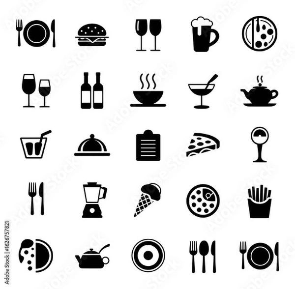 Fototapeta Food and Drink Icons Collection Vector Graphic Design Set