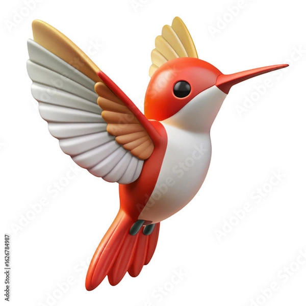Fototapeta 3d stylized hummingbird in flight isolated on transparent background