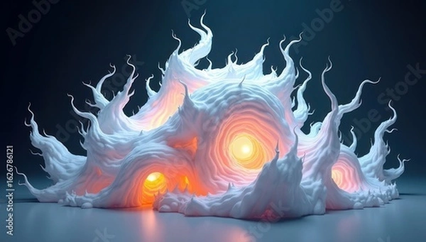 Fototapeta Abstract 3D Fluid Swirl with Glowing Core – Futuristic Digital Art in Dynamic Motion