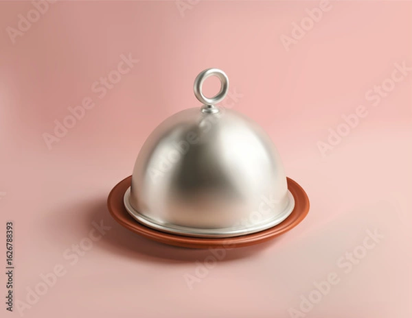 Fototapeta Silver Cloche on Serving Tray vector 3d icon