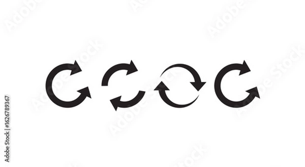 Fototapeta Collection of circular arrows and refresh icons silhouette