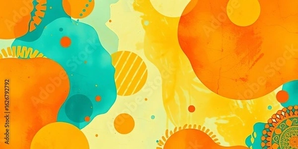 Fototapeta Teal and orange abstract shapes, vibrant textures, colorful background , design element, vibrant