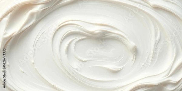 Fototapeta Swirled white clay smear, textured, creamy consistency, isolated,  studio shot,  cosmetic clay
