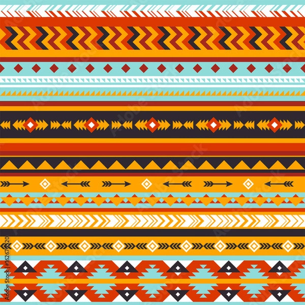 Obraz Tribal vector seamless pattern. Aztec abstract geometric art print. Vector background. Wallpaper, cloth design, fabric, paper, cover, textile template