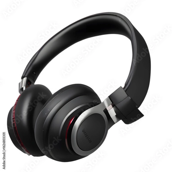 Fototapeta Black headphones on white background for music and audio use