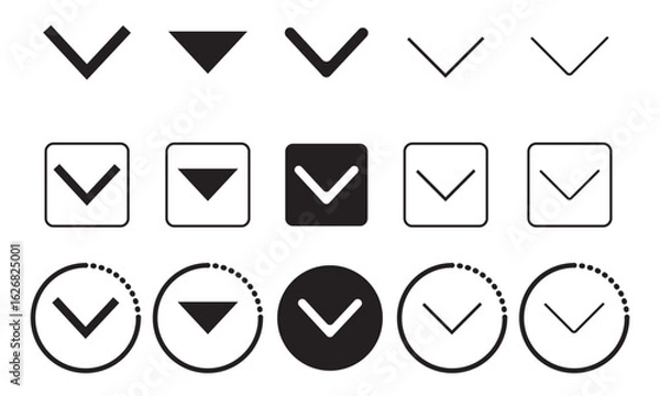 Obraz Dropdown arrow icon set in various styles