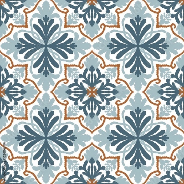 Fototapeta features a beautiful ikat pattern with intricate designs and vibrant colors. Ideal for fashion, home decor, graphic design, and creative projects, it adds ethnic elegance