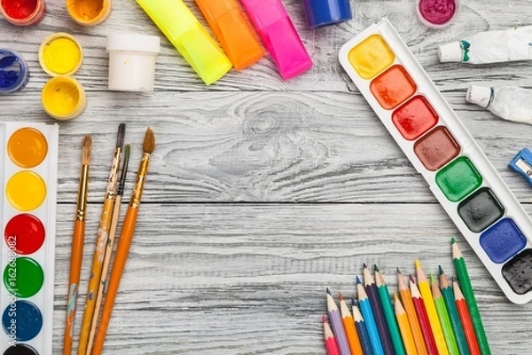 Obraz Colorful drawing supplies.