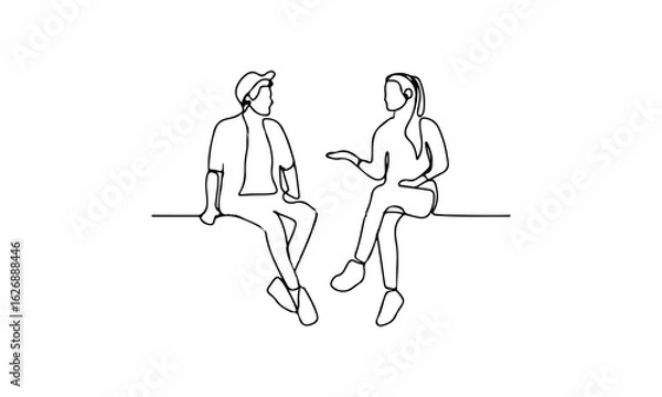 Obraz Line Art of Two People Conversing

