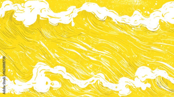 Fototapeta Abstract yellow waves, artistic background, digital design, graphic element, use in website or print