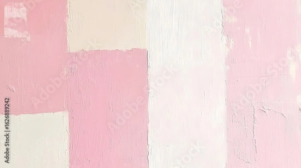 Fototapeta Abstract painted wall, pale pinks and creams, textured.  Possible use Background, design inspiration