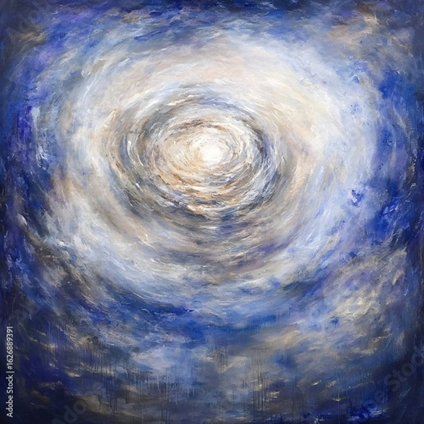 Fototapeta Abstract painting of swirling sky, possibly representing a vortex or celestial event. Suitable for spirituality or art prints