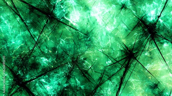 Fototapeta Abstract vibrant green and white fractal background. Possible use Presentation backdrop, digital art