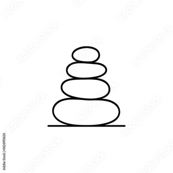 Fototapeta Vector art of zen stone stack isolated on white background in line drawing style