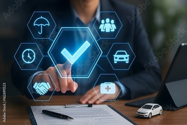Fototapeta concepts related to comprehensive insurance, secure agreements, reliable service, or complete solutions, particularly within the automotive or general insurance sectors.