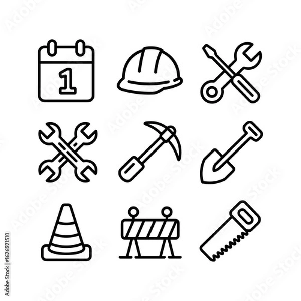 Obraz Construction Tools and Safety Icons Set
