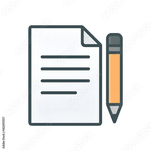 Fototapeta Notepad with pencil icon, isolated PNG
