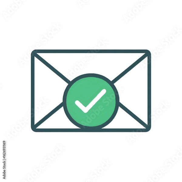 Fototapeta Email icon with check mark for confirmation