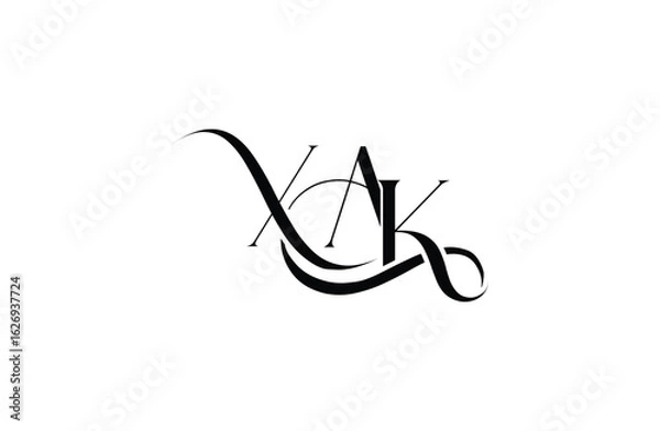 Obraz Initial XAK letter logo design. Elegant Monogram Logo Design with Decorative Elements and Typography