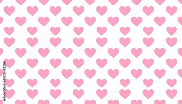 Fototapeta Simple repeating pattern of pink hearts on white