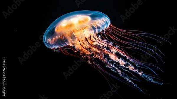 Obraz Glowing Jellyfish in the Deep Ocean