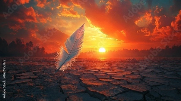 Obraz Sunset Over Cracked Earth