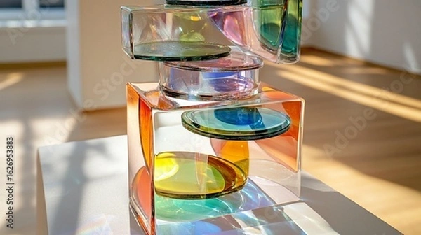 Obraz Layered Glass Art: Prismatic Cubes