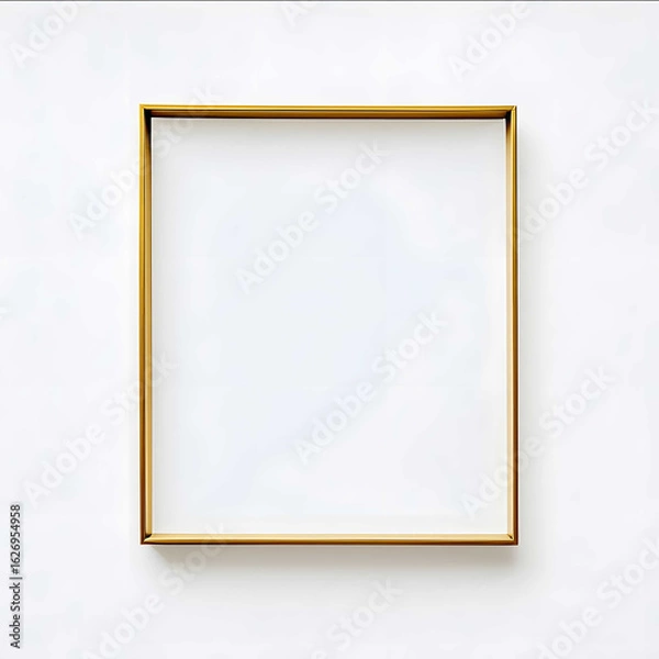 Obraz Photography of a simple and elegant frame against a white background The frame is bright gold with a thin profile presenting a clean and modern look Inside the f